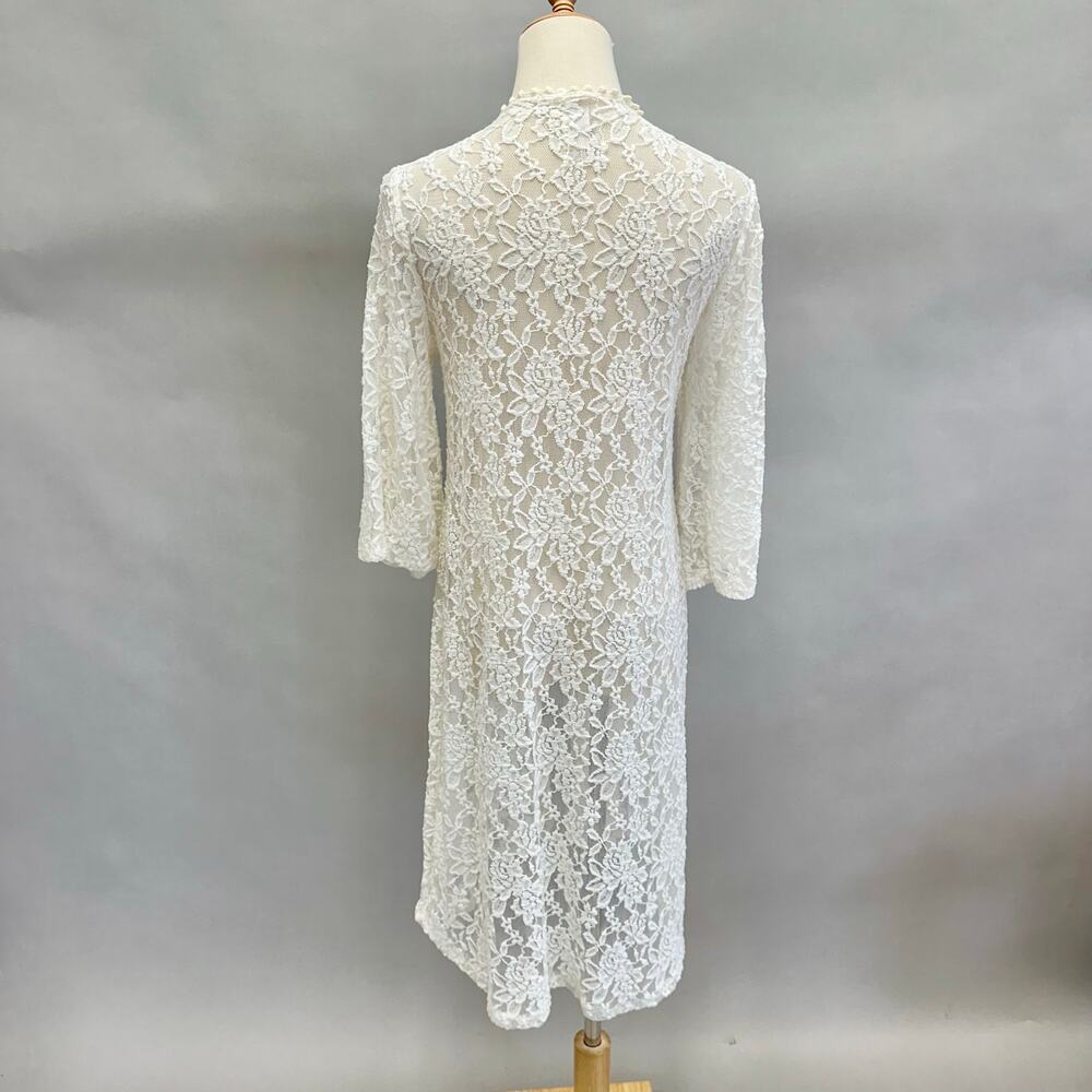 Moto Boho ivory lace midi open front kimono cardigan bell sleeves size‎ Medium - Picture 3 of 13